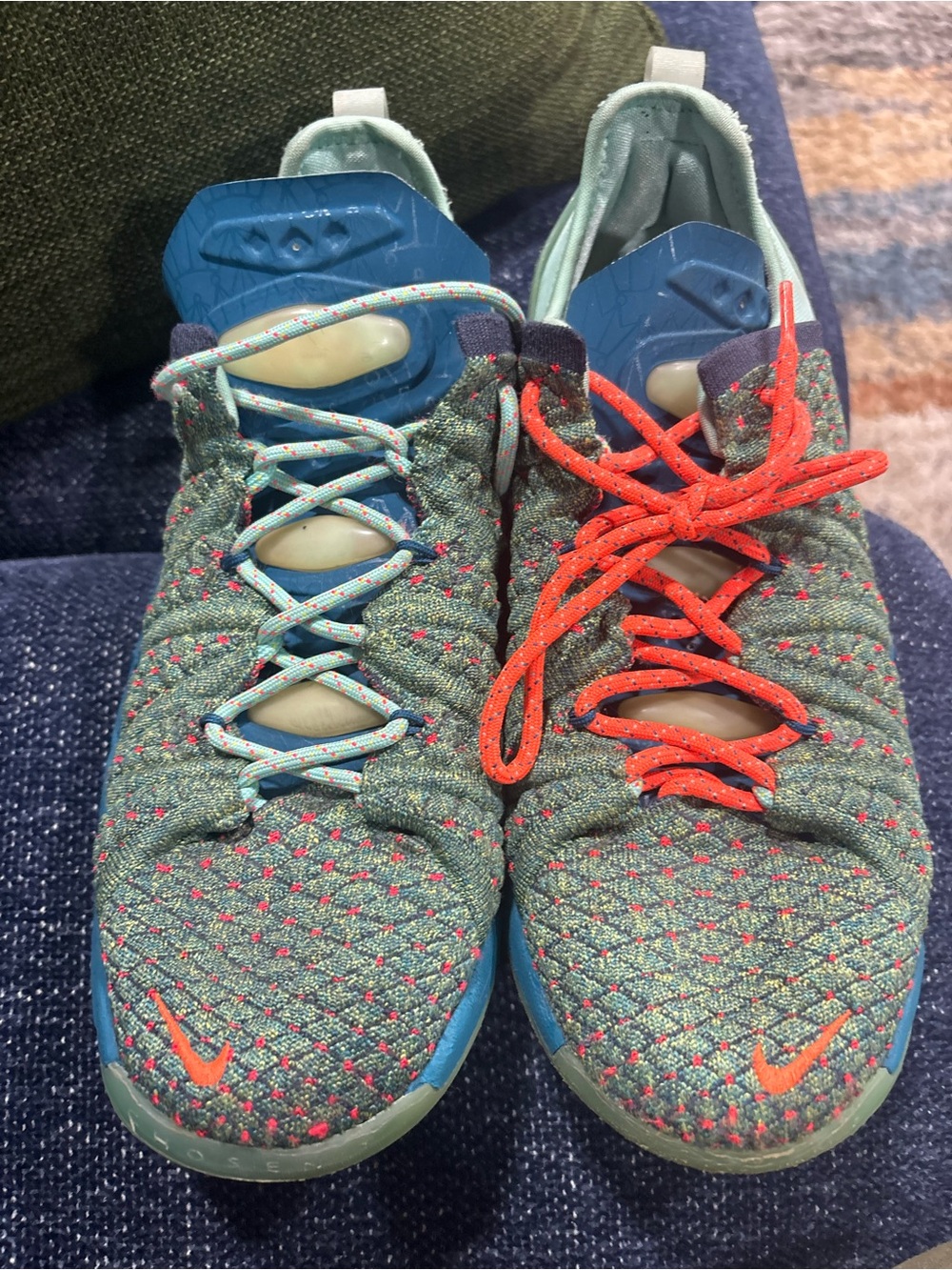 Nike Kids Multicolor Knit Sneakers with Coral Laces and Teal Accents